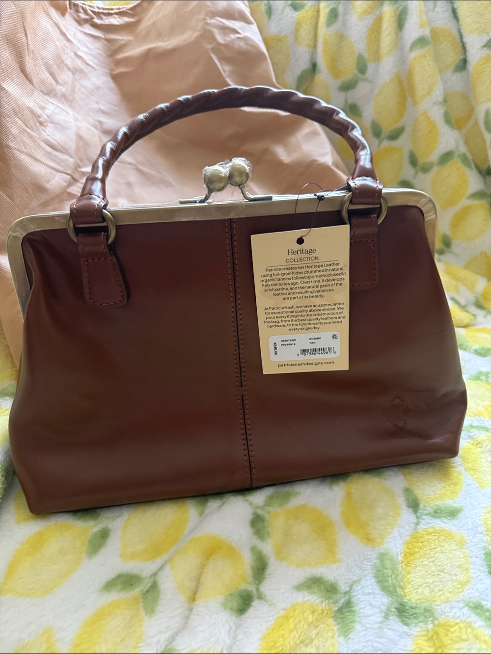 Patricia Nash Brown Leather Frame-Top Handbag